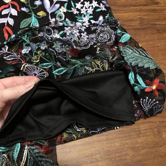 Sam Edelman Puff Sleeve  Embroidered‎ Floral A-Line Mesh Dress Size 2 - Picture 8 of 11